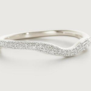 Monica Vinader -Riva Diamond Wave Stacking Ring (Sterling Silver) - Sz6.5